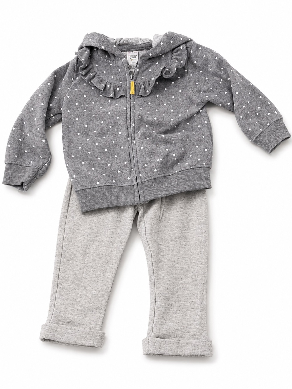 Carter's Gray Polka Dot Hoodie & Pants Set